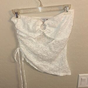 Fashion Nova Lace Detail Top in Cream